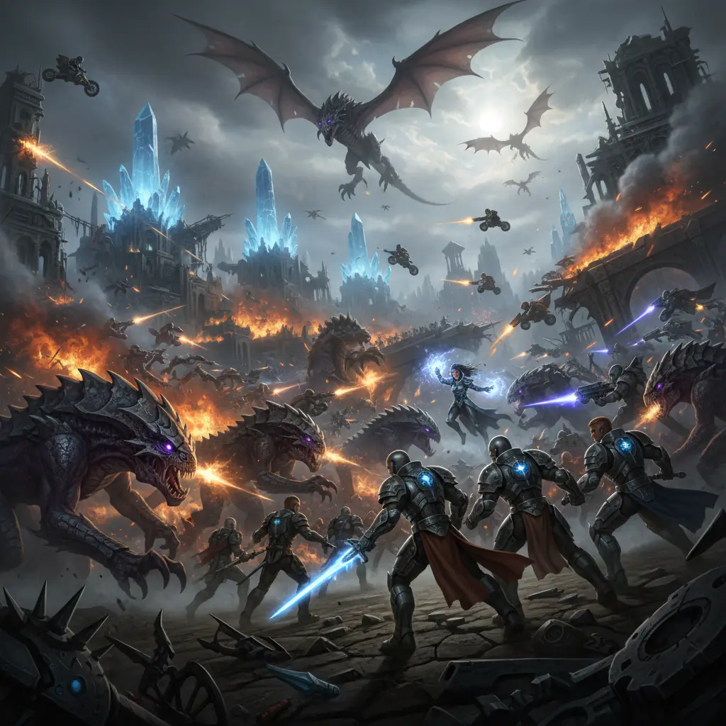 Escena de videojuego épica